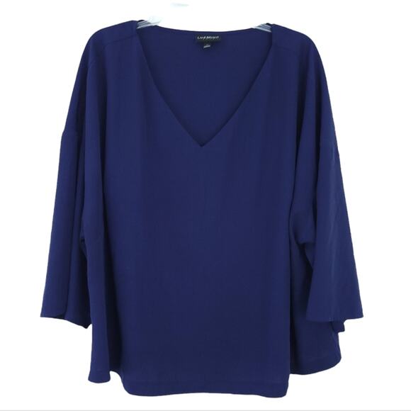 Lane Bryant Navy Blue Blouse Size 20 Career Casual Top Short Sleeve Solid Top - Picture 1 of 5